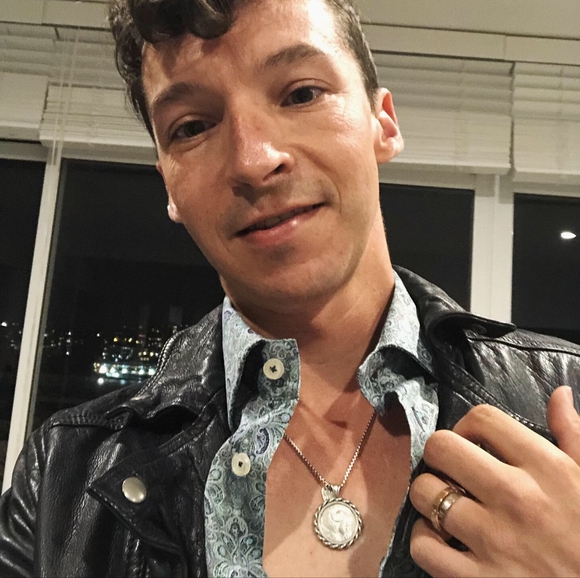 Navy Leather Jacket by All Saints - Picture 3 of 5